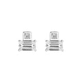 3/4tcw Princess & Emerald Duet Diamond Stud Earrings