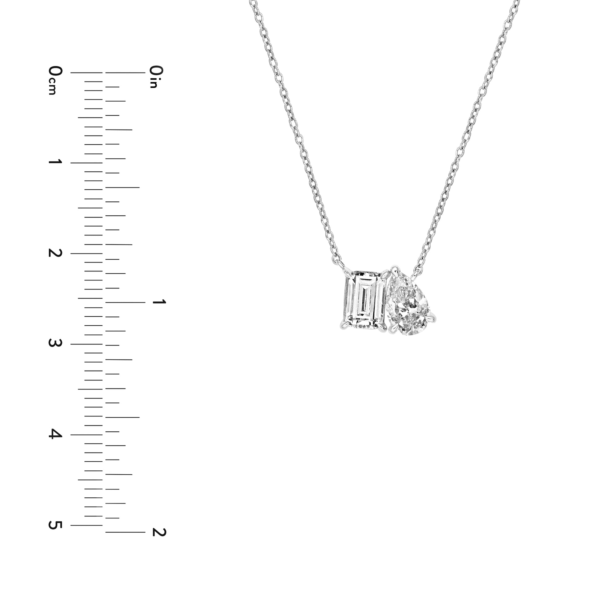 1-1/4tcw Toi et Moi Emerald & Pear Diamond Necklace