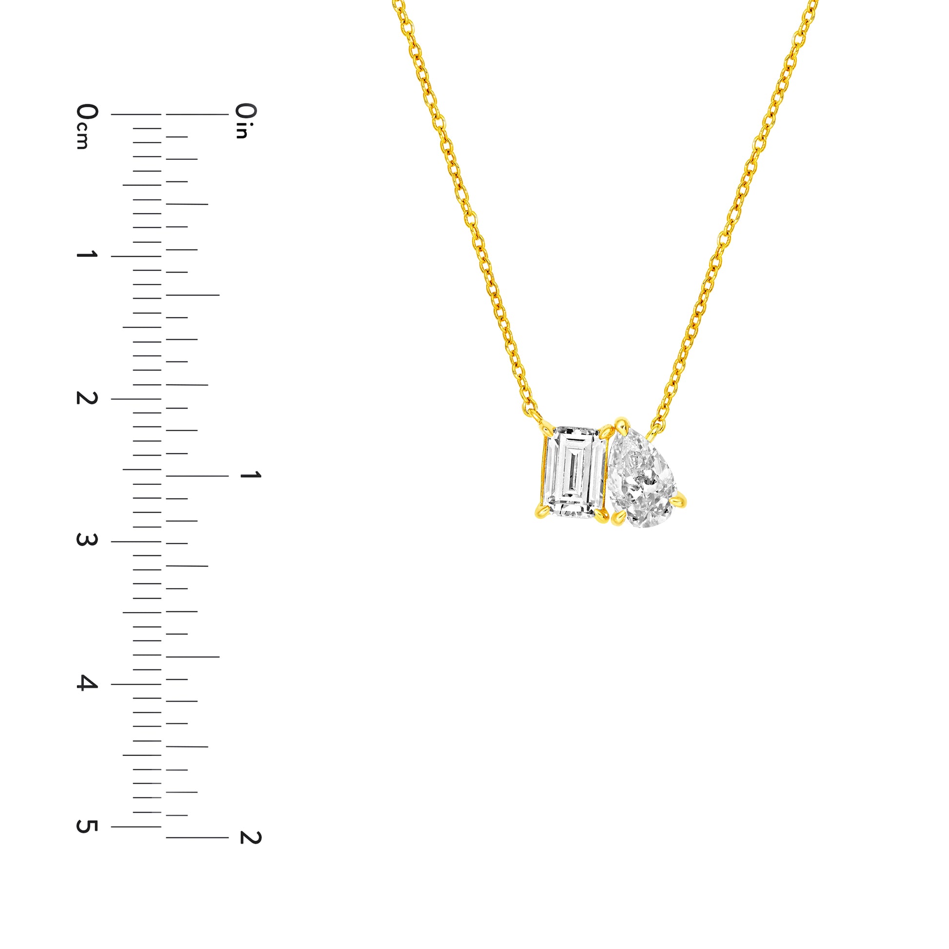 1-1/4tcw Toi et Moi Emerald & Pear Diamond Necklace