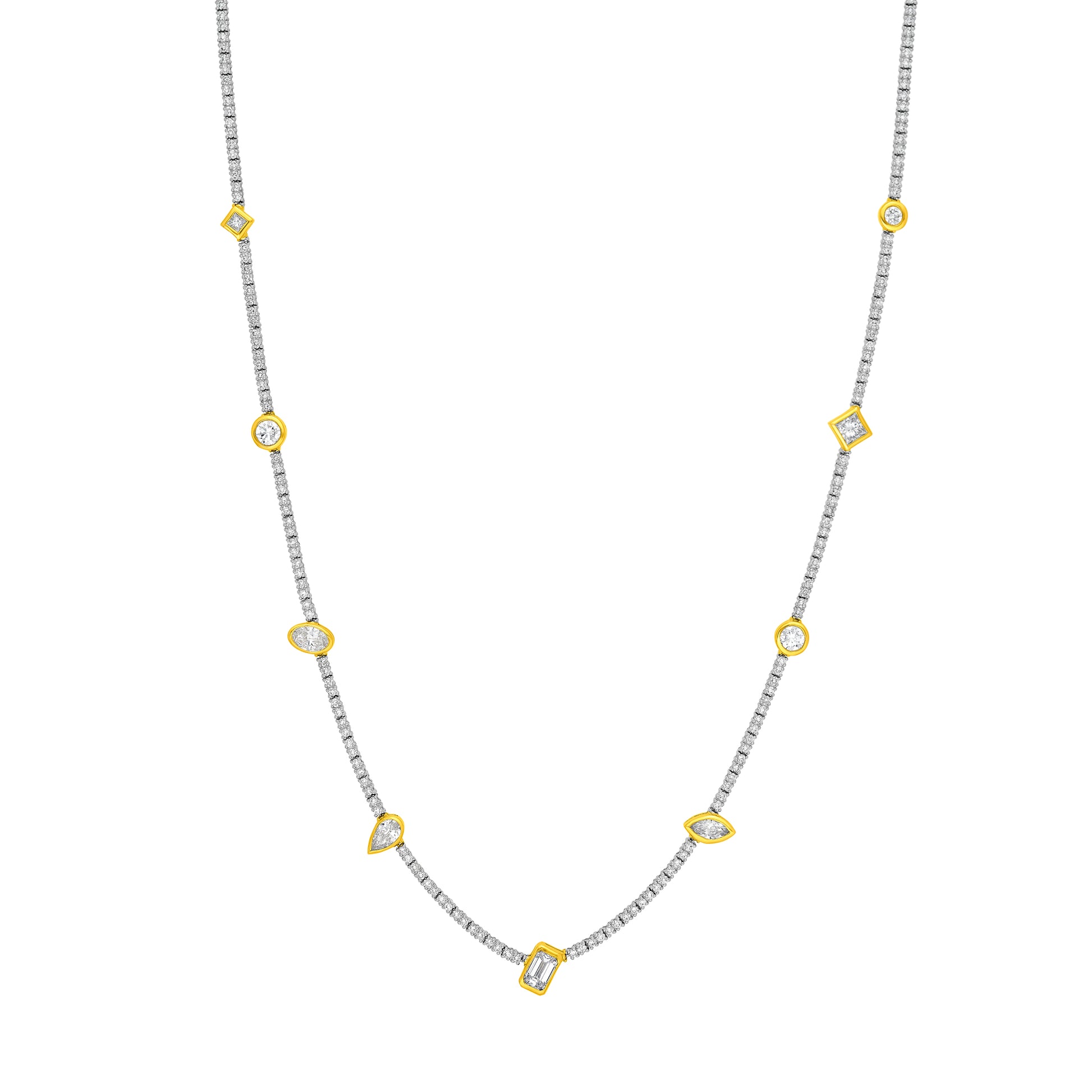 Multi Shape Multi Stone Diamond Necklace