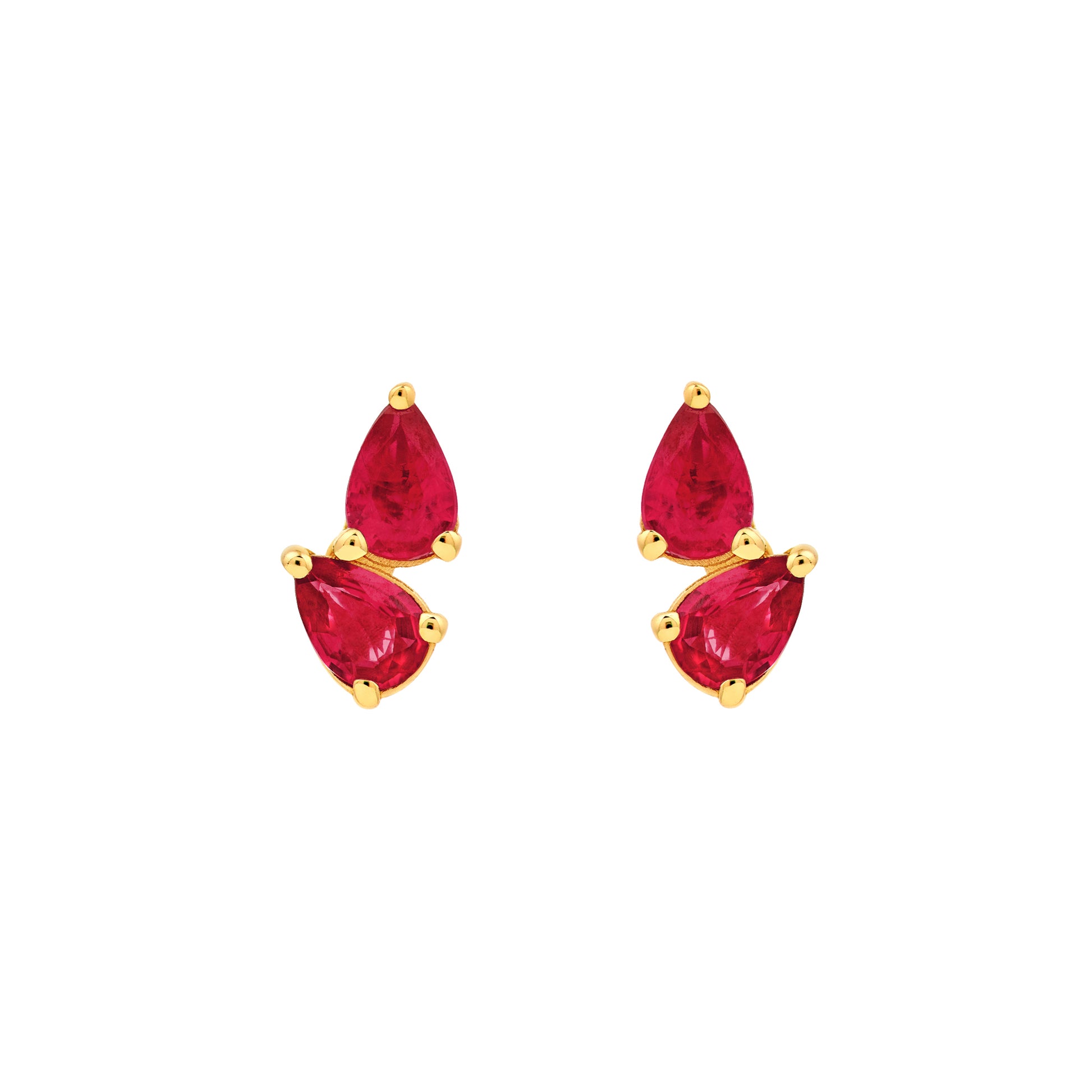 3/4tcw Pear Shape Ruby Stud Earrings