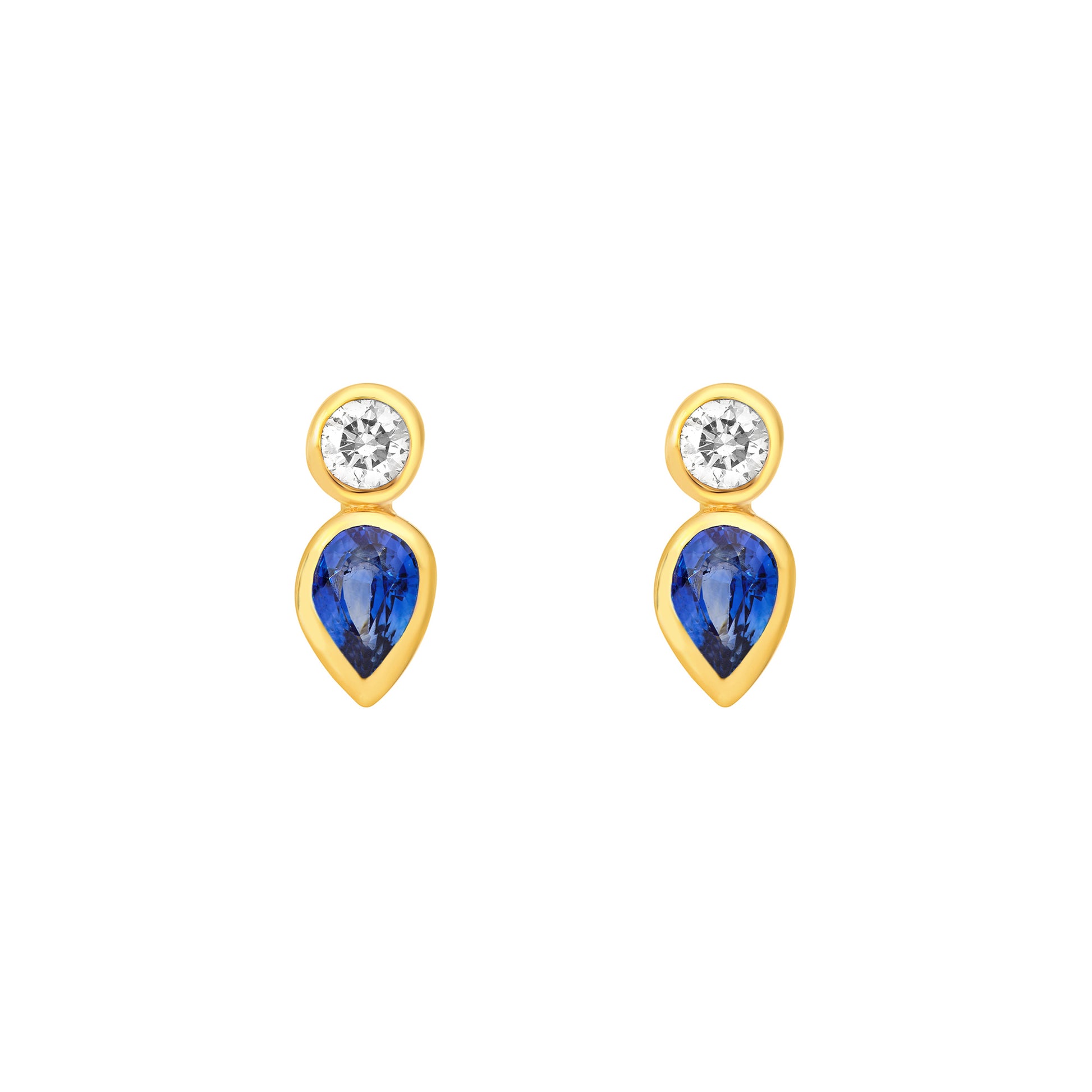 1/2tcw Bezel Set Sapphire & Diamond Stud Earrings