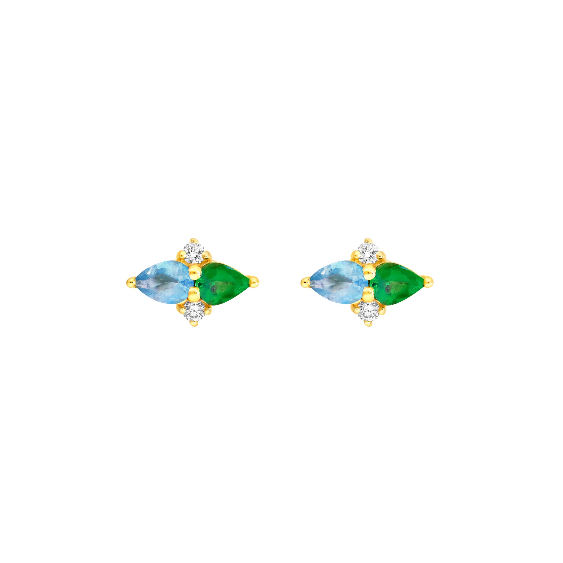 Pear Shape Tsavorite Aquamarine & Diamond Earrings
