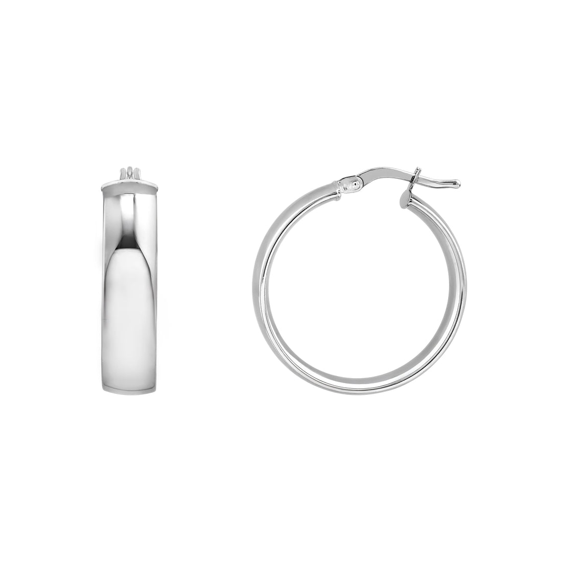 20mm Flat Oval Tube Round Hoop Earrings