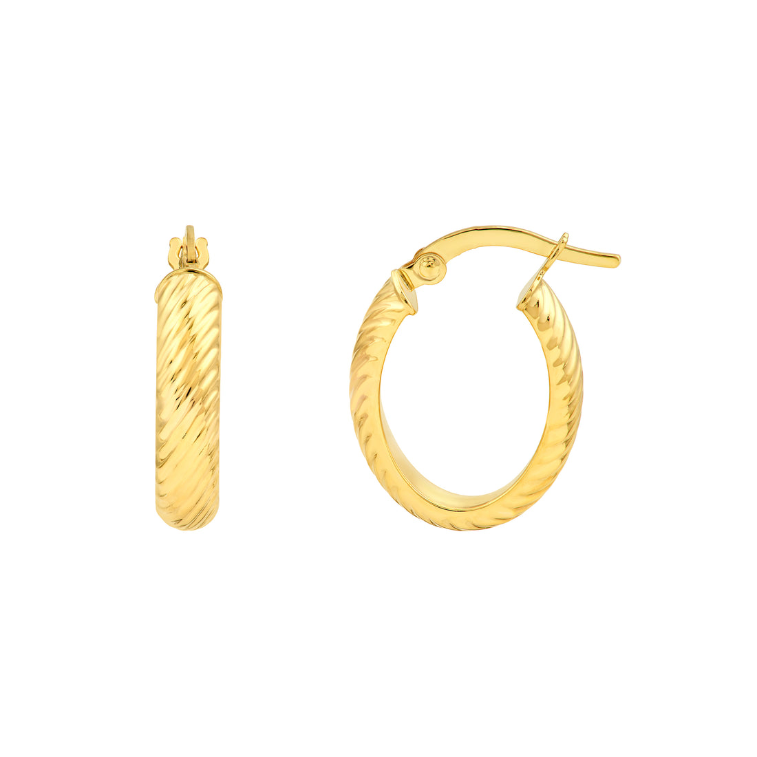 Large D/C D-Tube Oval Hoop Earrings