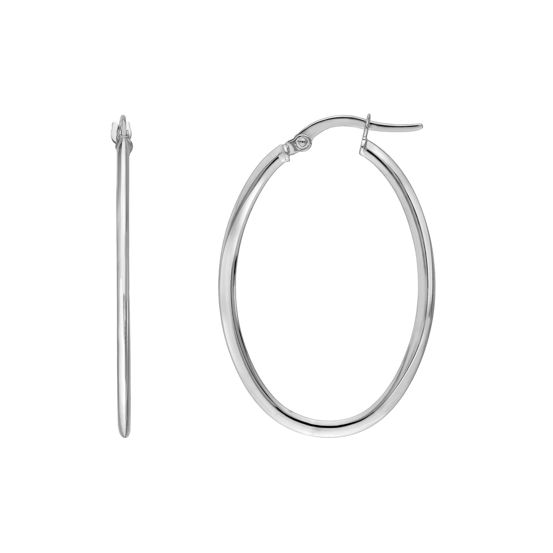 30x20mm Knife Edge Tube Oval Hoop Earrings