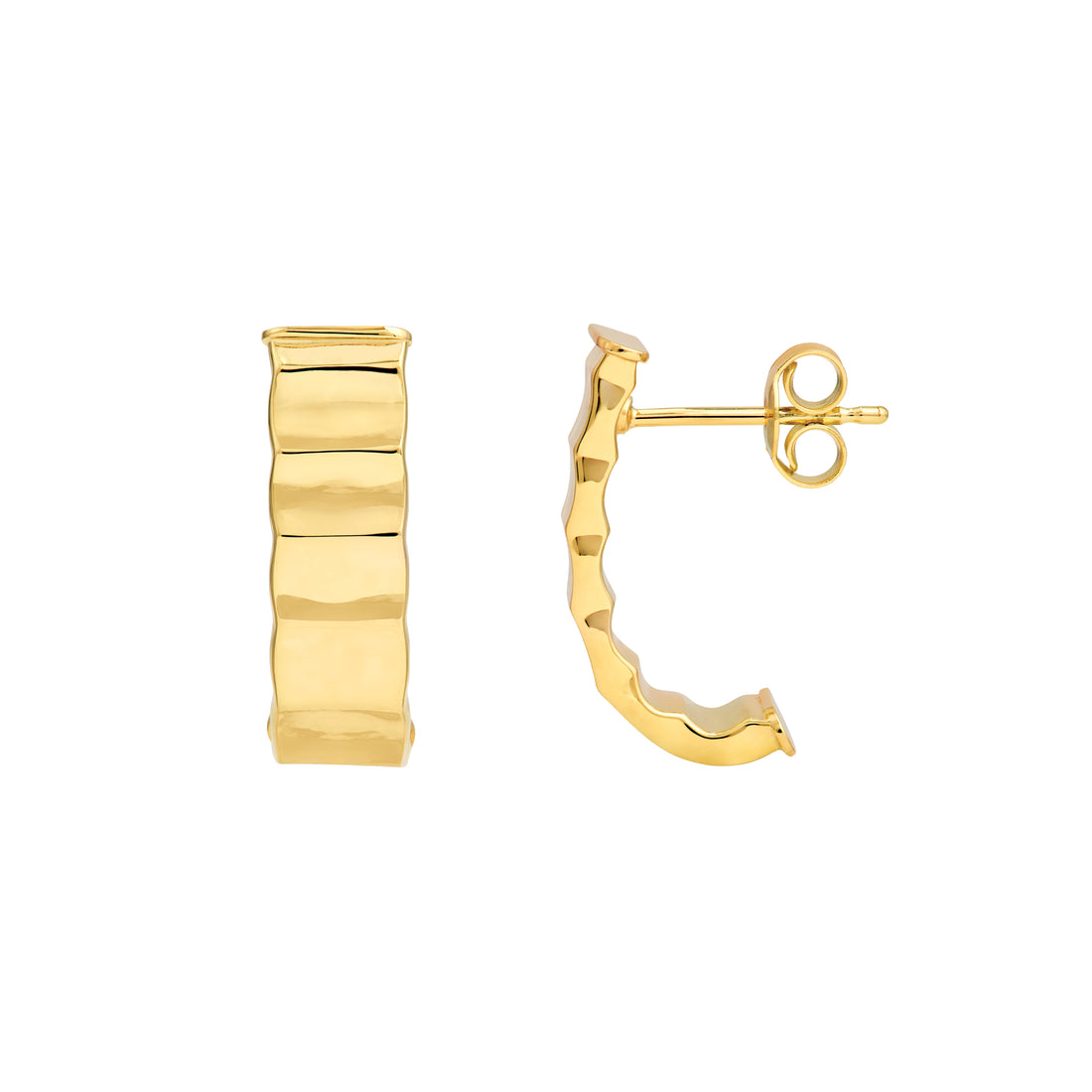 5.2mm Stampato Rectangular Tube J Hoop Earrings