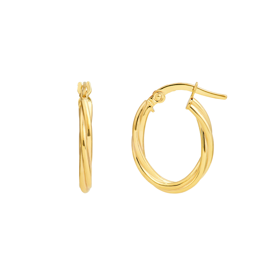 13x10mm Twisted Tube Oval Hoop Earrings