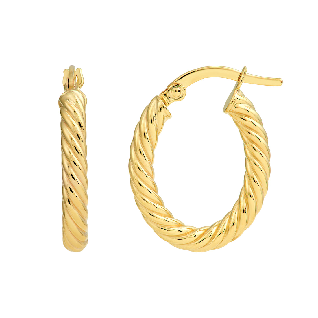 13mm Twisted Oval Hoop Earrings