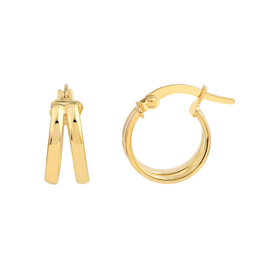 Double D-Tube Round Hoop Earrings