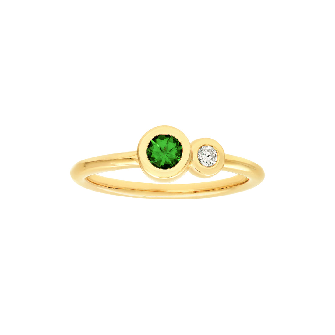 Round Tsavorite & Diamond Bubble Ring