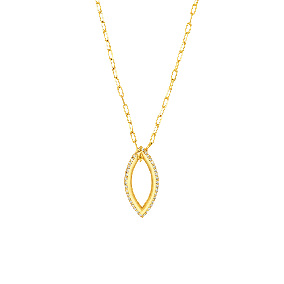 3/8tcw Diamond Marquise Pendant Paper Clip Necklace