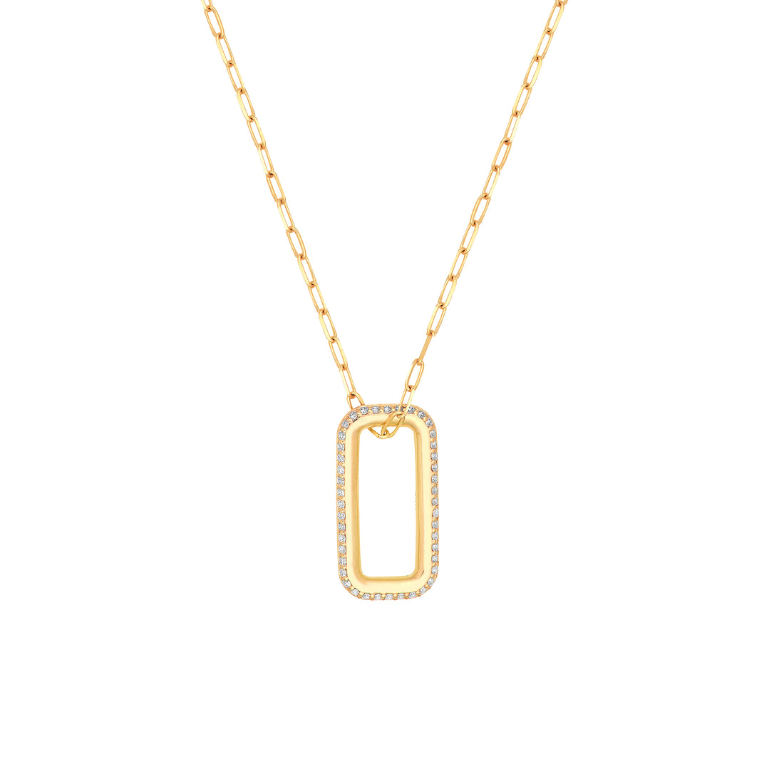 1/2tcw Diamond Rectangle Pendant Paper Clip Necklace