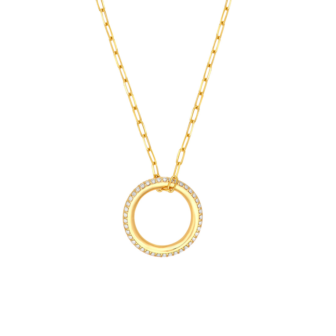 1/2tcw Diamond Round Pendant Paper Clip Necklace