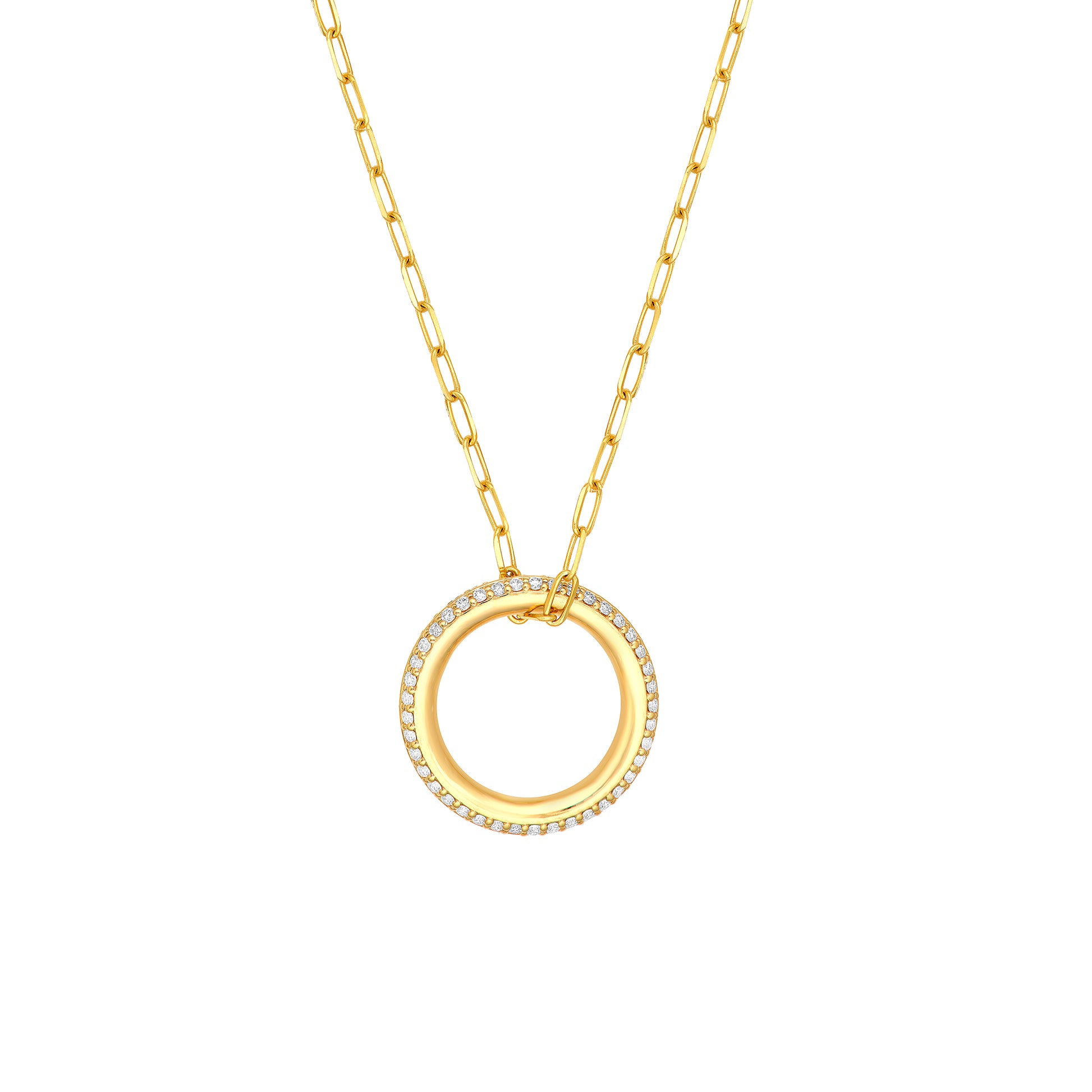 1/2tcw Diamond Round Pendant Paper Clip Necklace