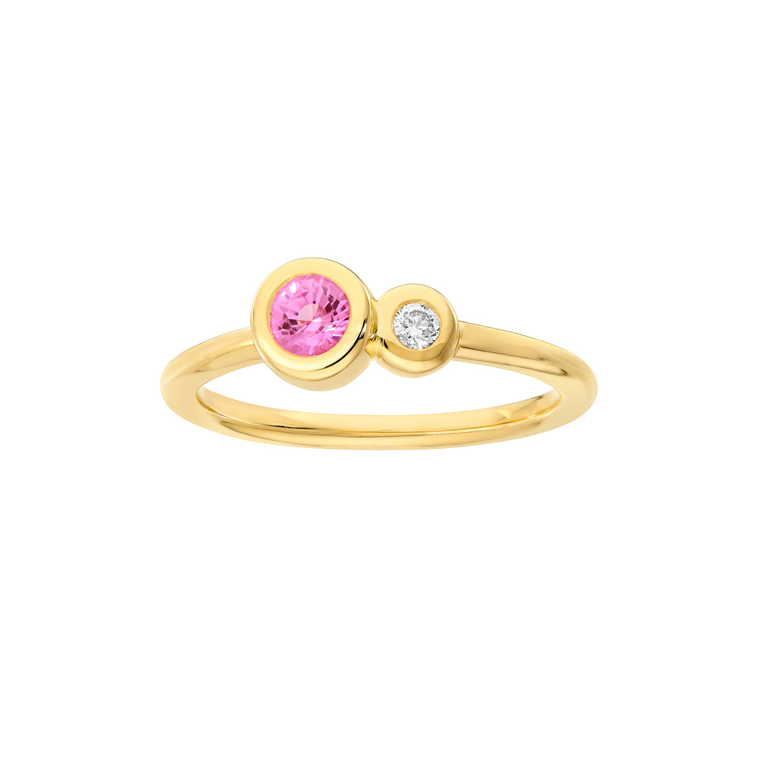 Round Pink Sapphire & Diamond Bubble Ring