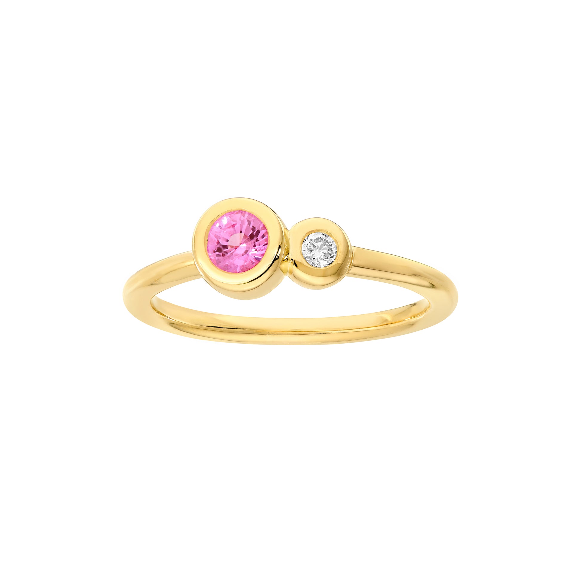 Round Pink Sapphire & Diamond Bubble Ring