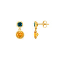 Citrine & Blue Topaz Bezel Drop Earrings