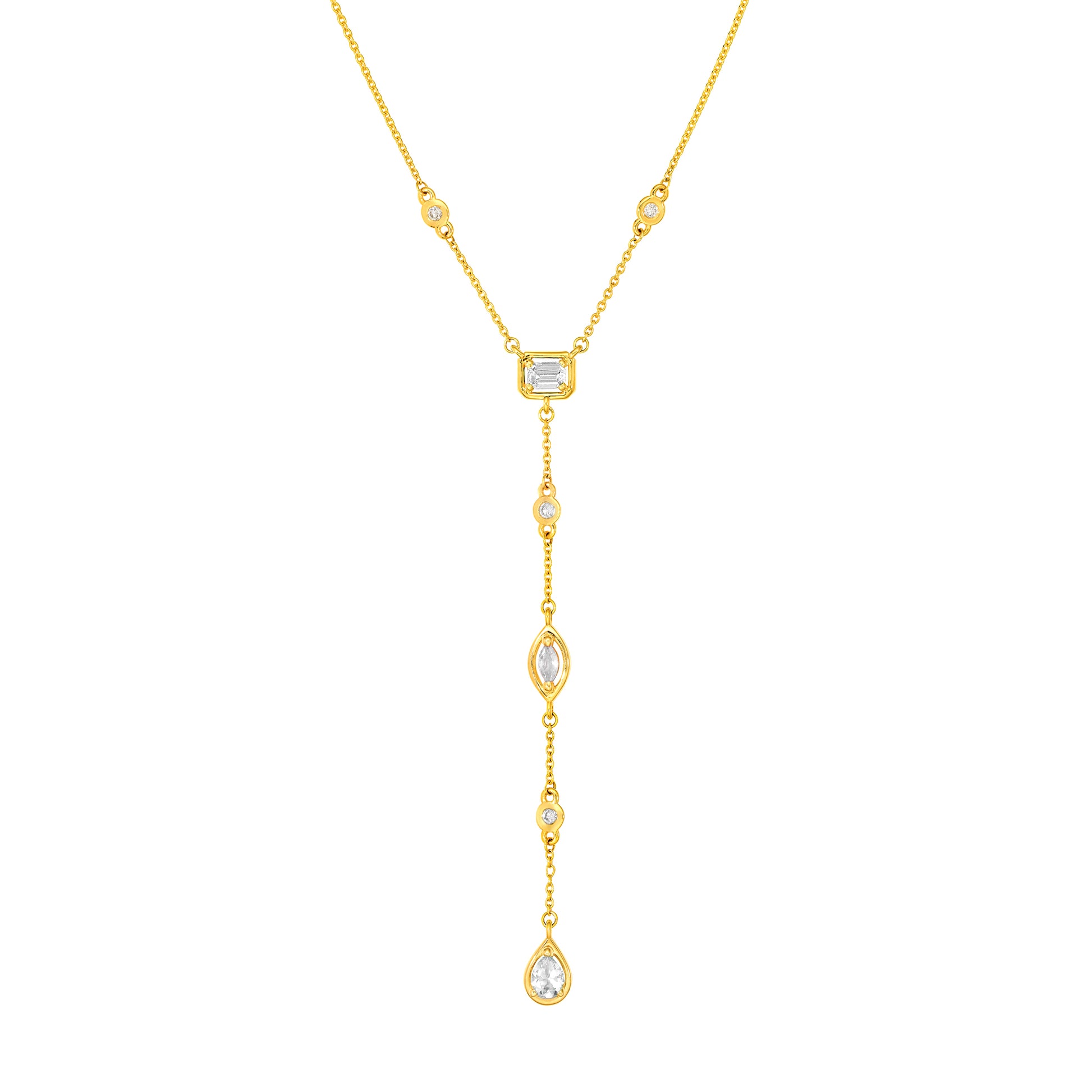 5/8tcw Mixed Diamond Lariat Necklace