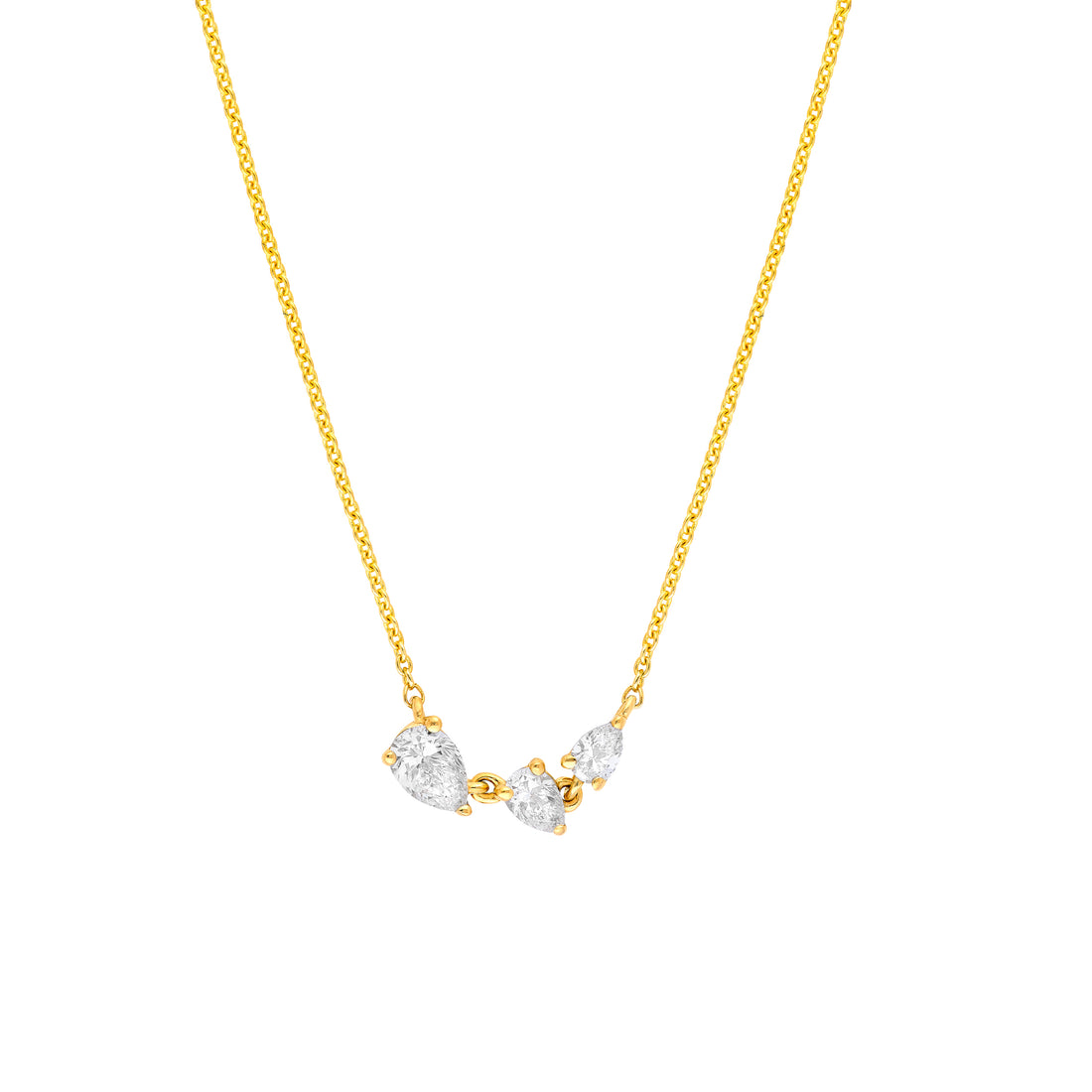 5/8tcw Diamond Pear 3 Stone Necklace