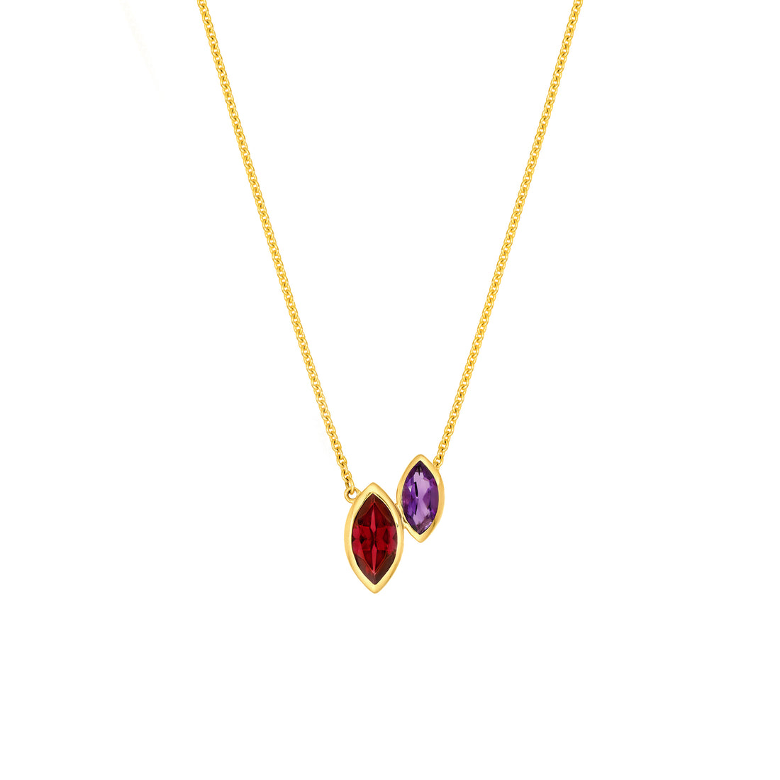 Toi et Moi Necklace (Red Garnet & Amethyst)