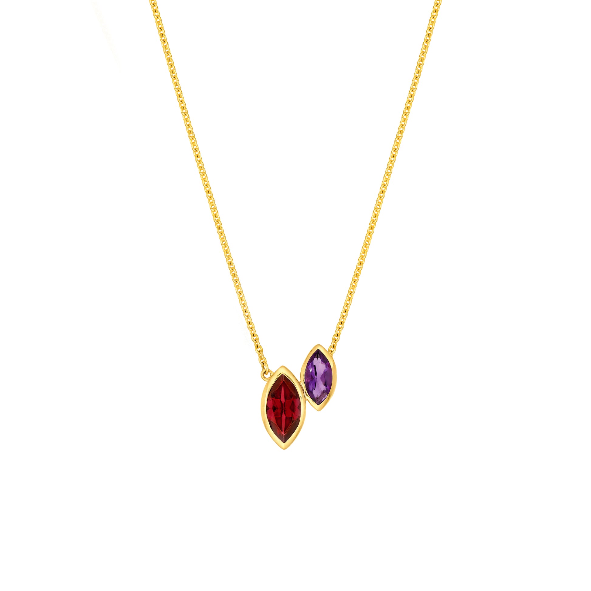 Toi et Moi Necklace (Red Garnet & Amethyst)