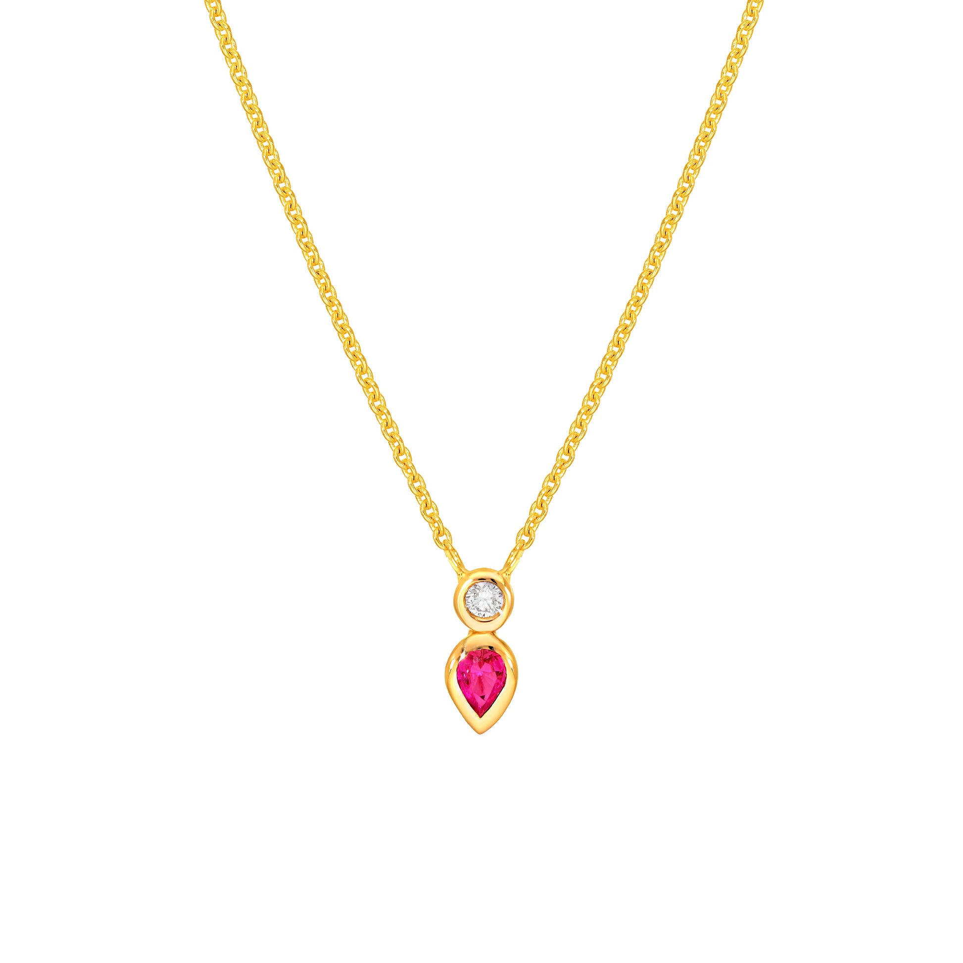 Diamond & Ruby Duo Bezel Necklace