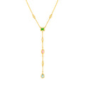Mixed Gemstone & Diamond Station Lariat Necklace
