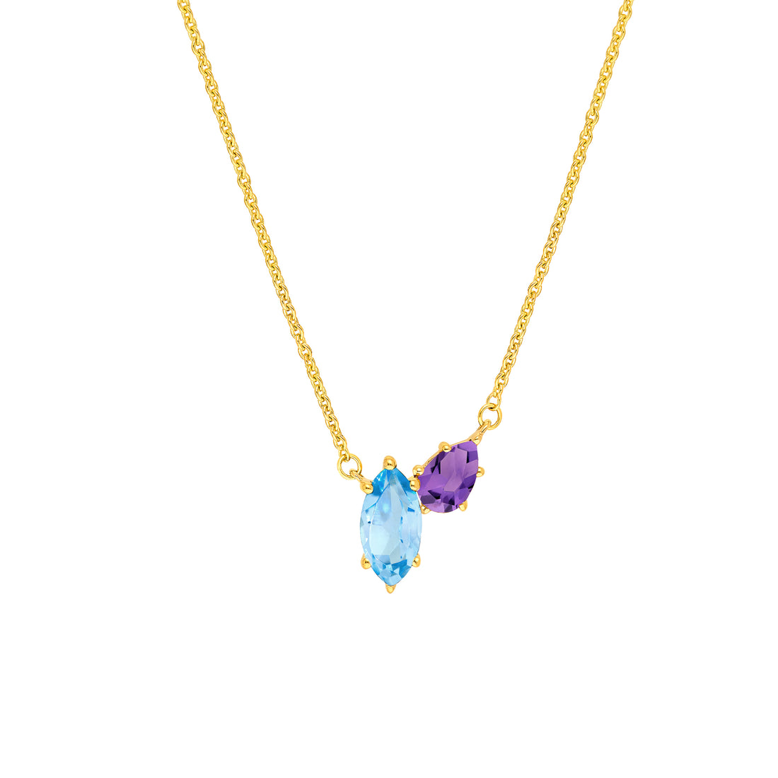 Toi et Moi Necklace (Sky Blue & Purple Amethyst)