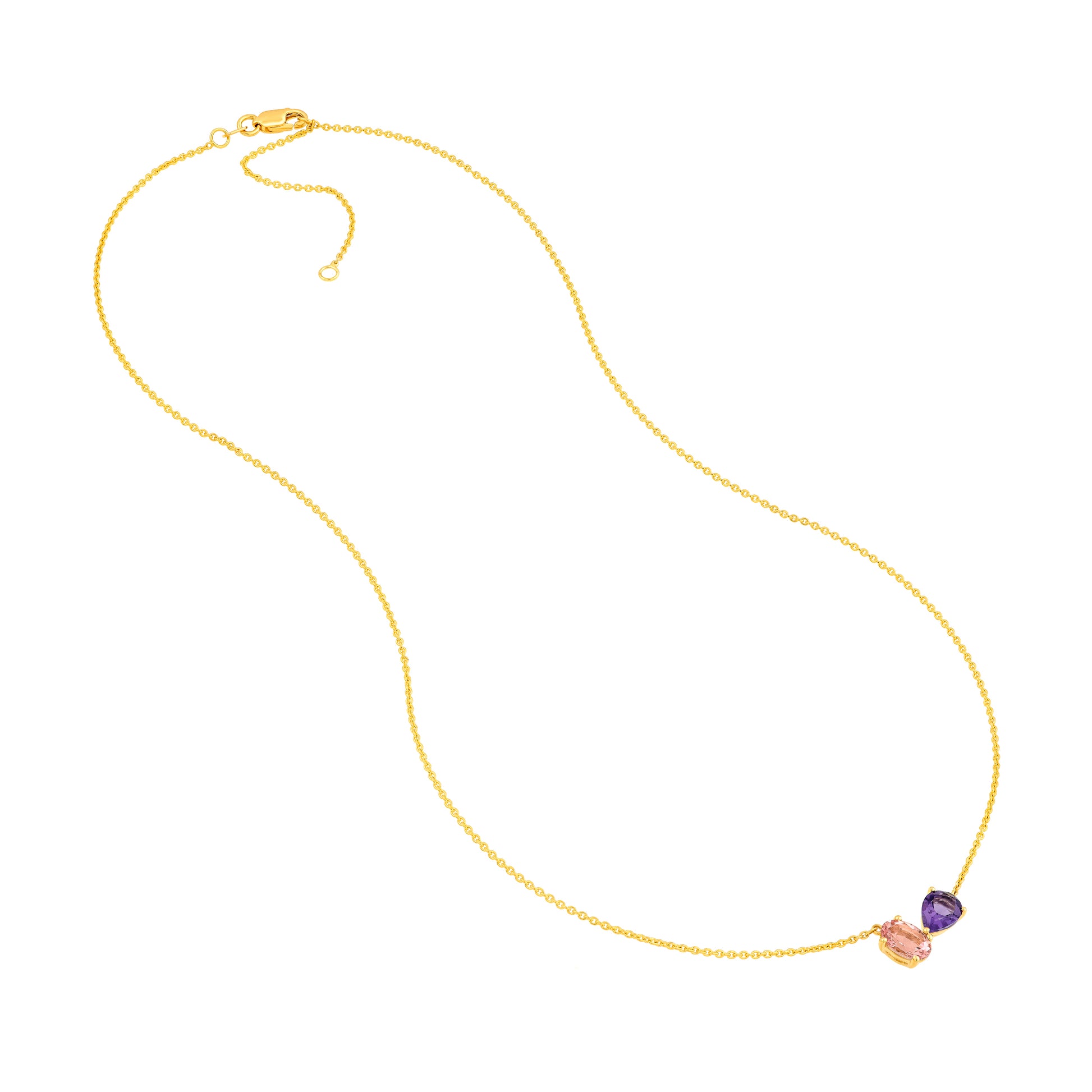 Toi et Moi Necklace (Pink Morganite & Amethyst)