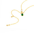 Floating Diamond & Tsavorite Lariat Necklace