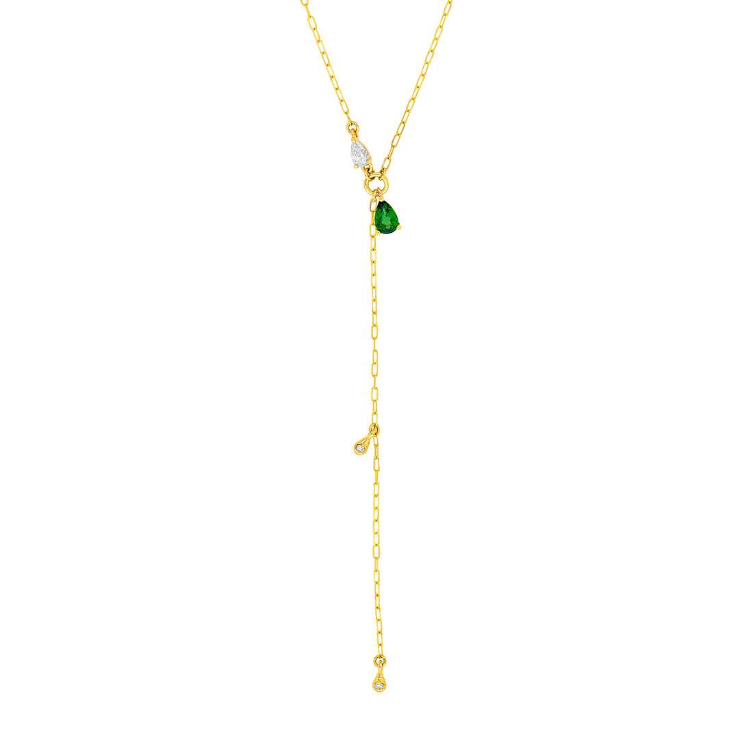 Floating Diamond & Tsavorite Lariat Necklace