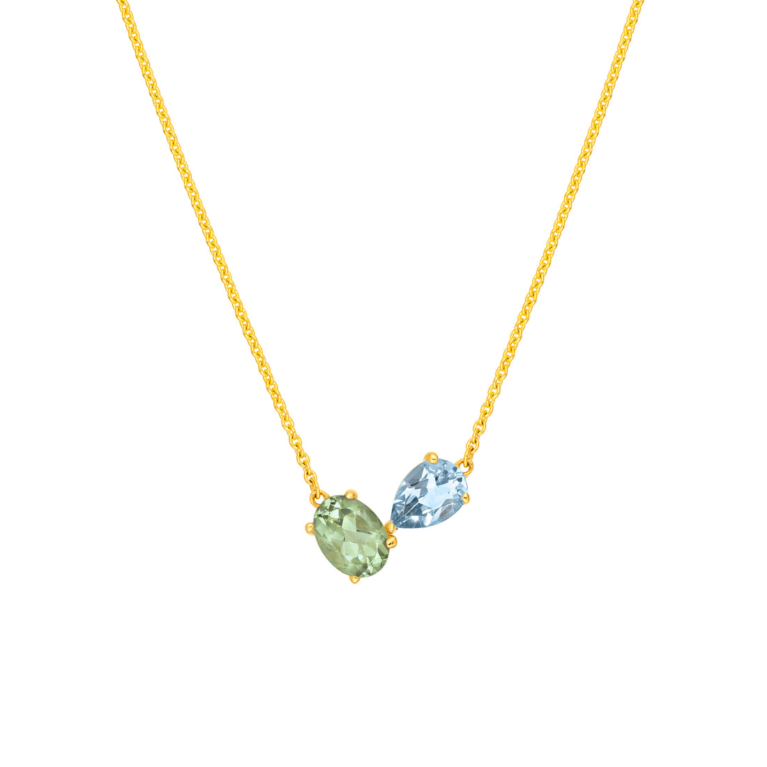 Toi et Moi Necklace (Green Amethyst & Sky Blue)