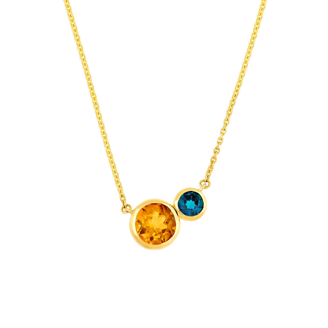 Toi et Moi Necklace (London Blue & Citrine)