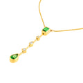 Tsavorite & Diamond Mixed Shape Drop Necklace