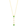 Tsavoritie & Diamond Mixed Shape Drop Necklace