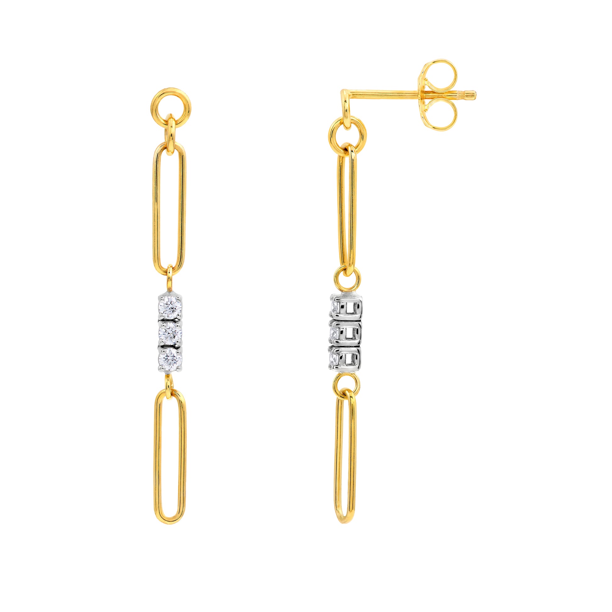 1/5tcw Diamond Paper Clip Dangle Earrings