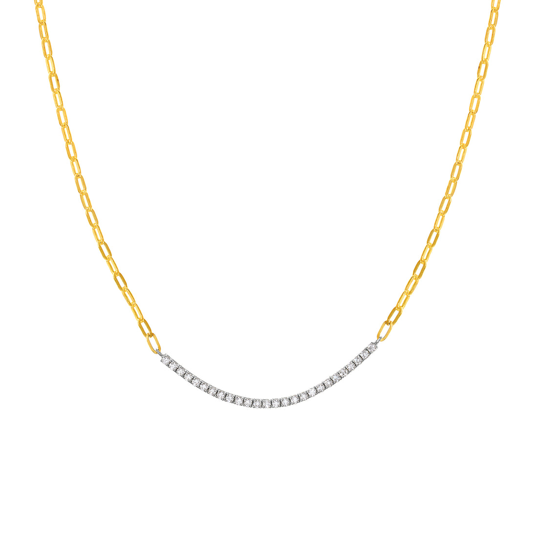 3/4tcw Diamond Two-Tone Paper Clip Tennis Necklace