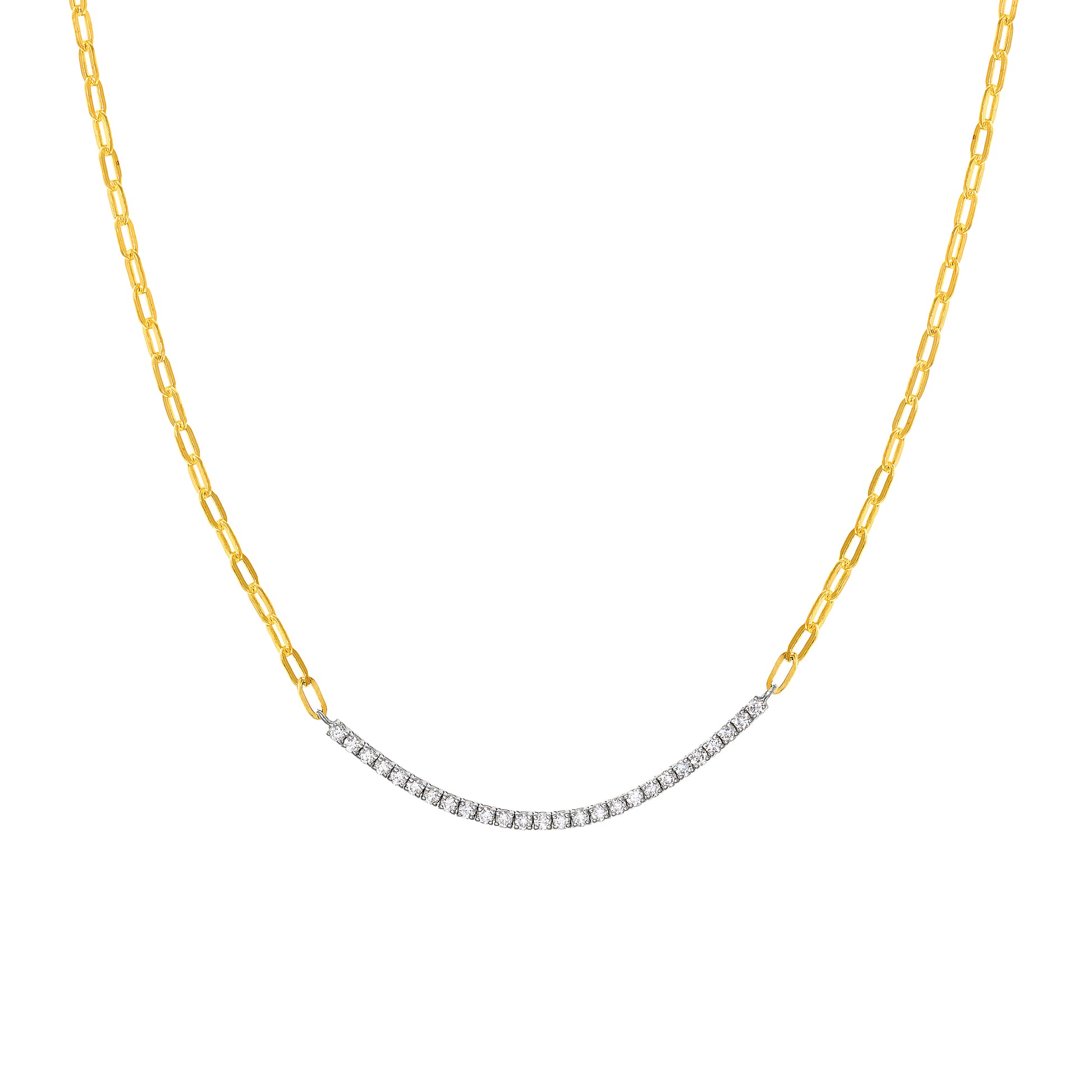3/4tcw Diamond Two-Tone Paper Clip Tennis Necklace