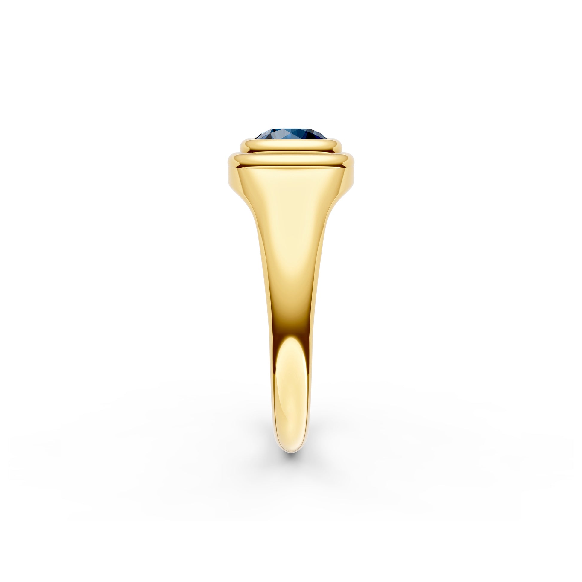 1/2ct Round London Blue Bezel Pinky Ring
