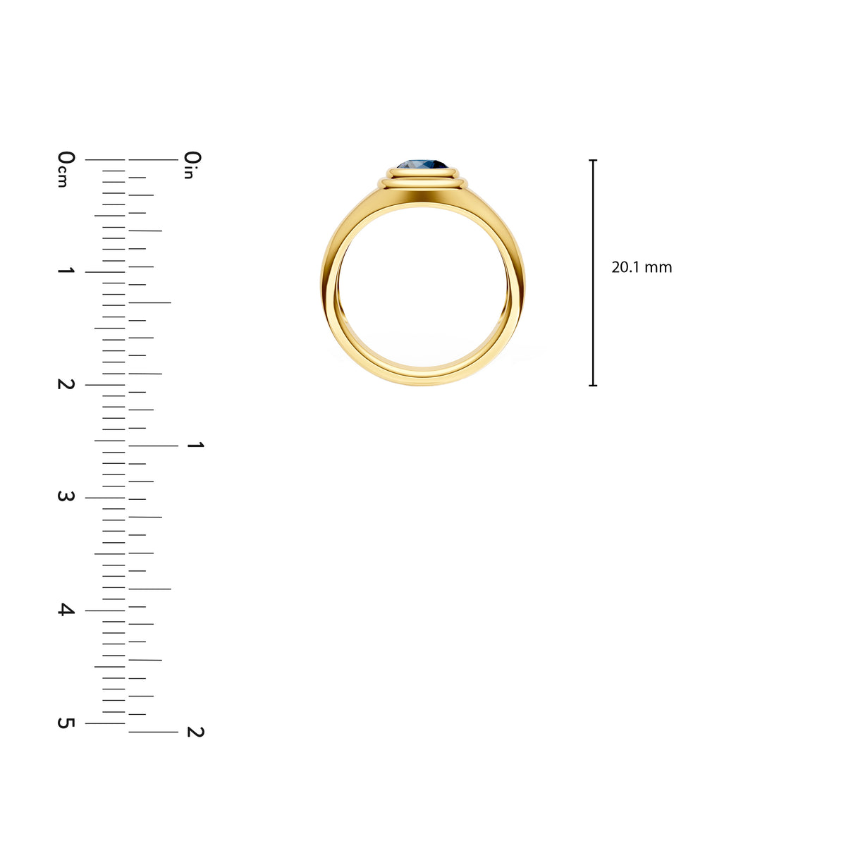 1/2ct Round London Blue Bezel Pinky Ring
