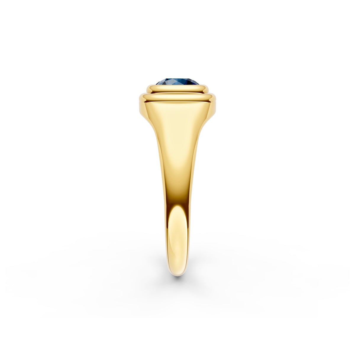 1/2ct Round London Blue Bezel Pinky Ring