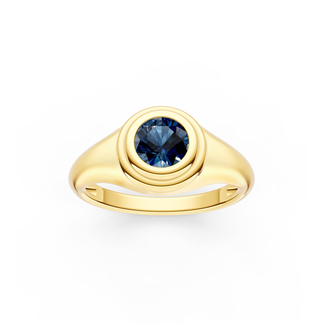 1/2ct Round London Blue Bezel Pinky Ring