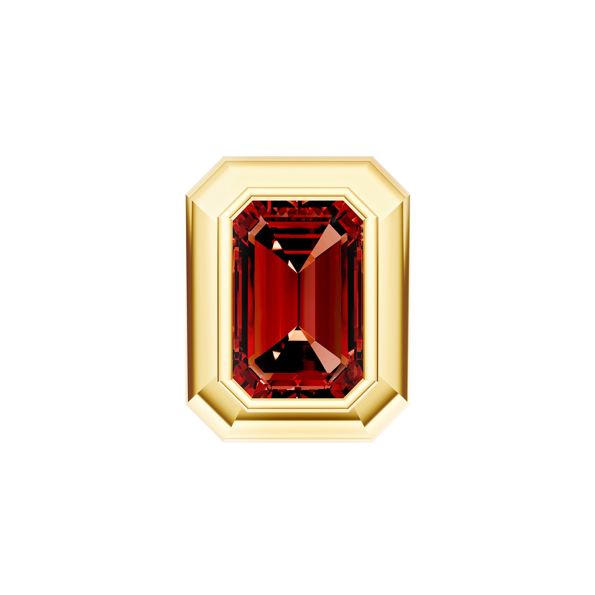 Emerald Red Garnet Double Bezel Stud Earrings