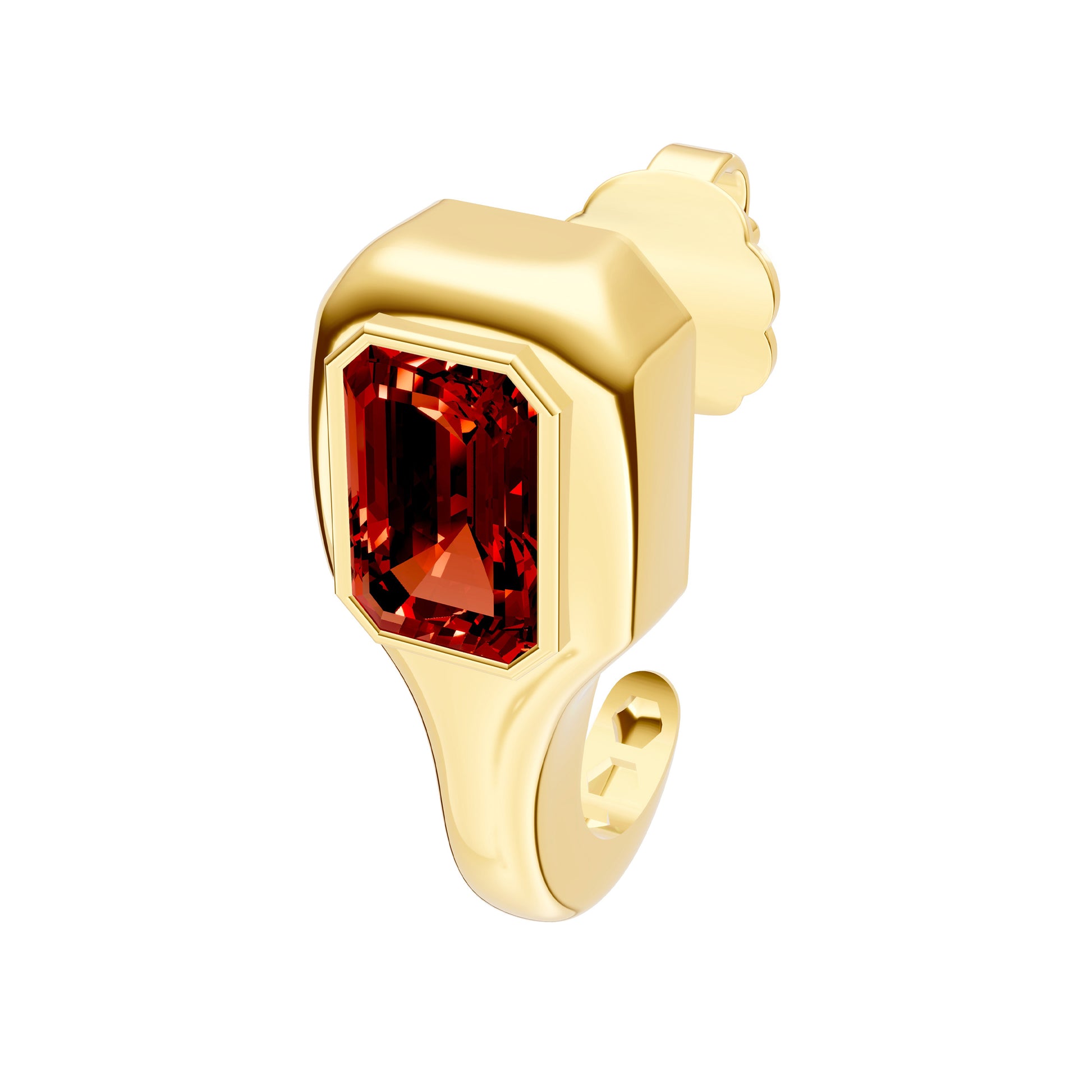 Emerald Red Garnet Bezel Stud Earrings