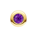 Round Purple Amethyst Double Bezel Stud Earrings
