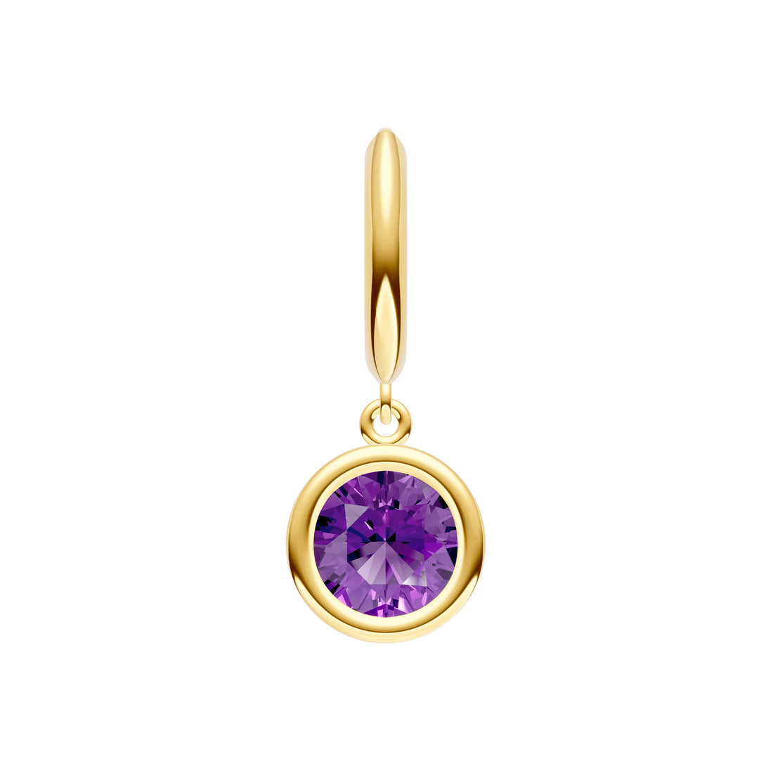 Round Purple Amethyst Drop Earrings