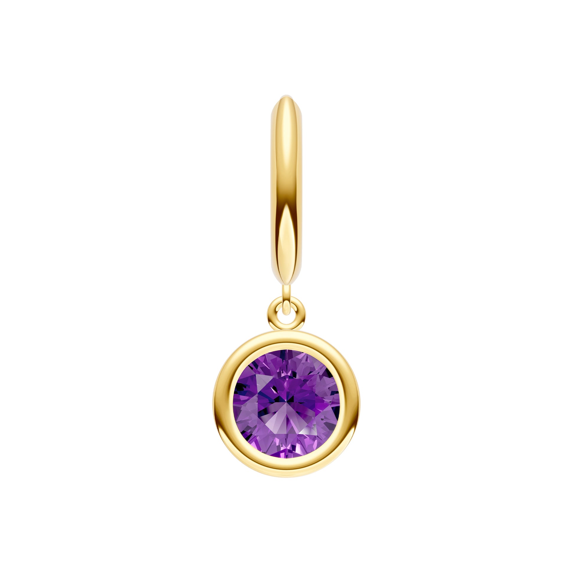 Round Purple Amethyst Drop Earrings
