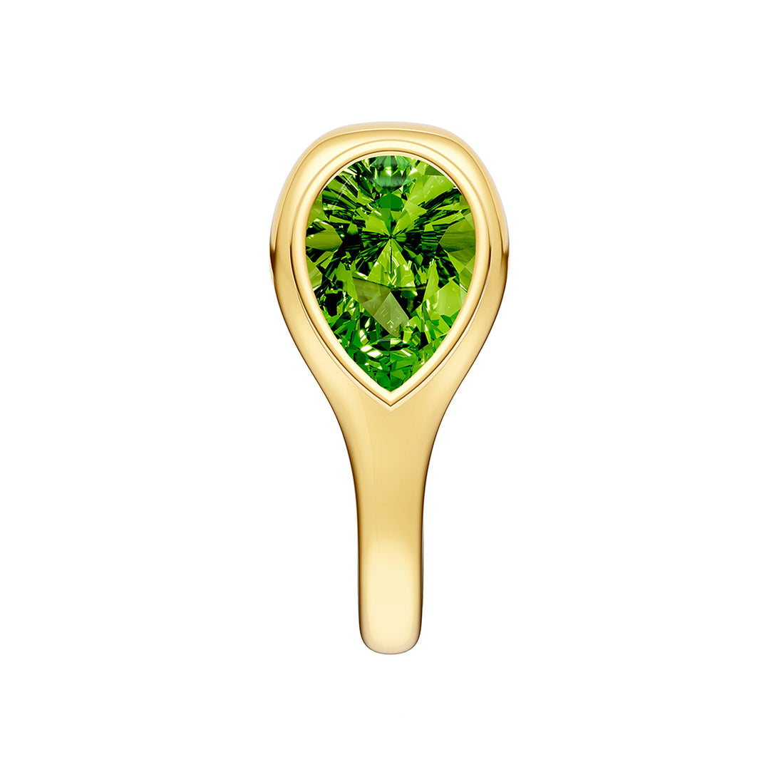Pear Peridot Bezel Stud Earrings
