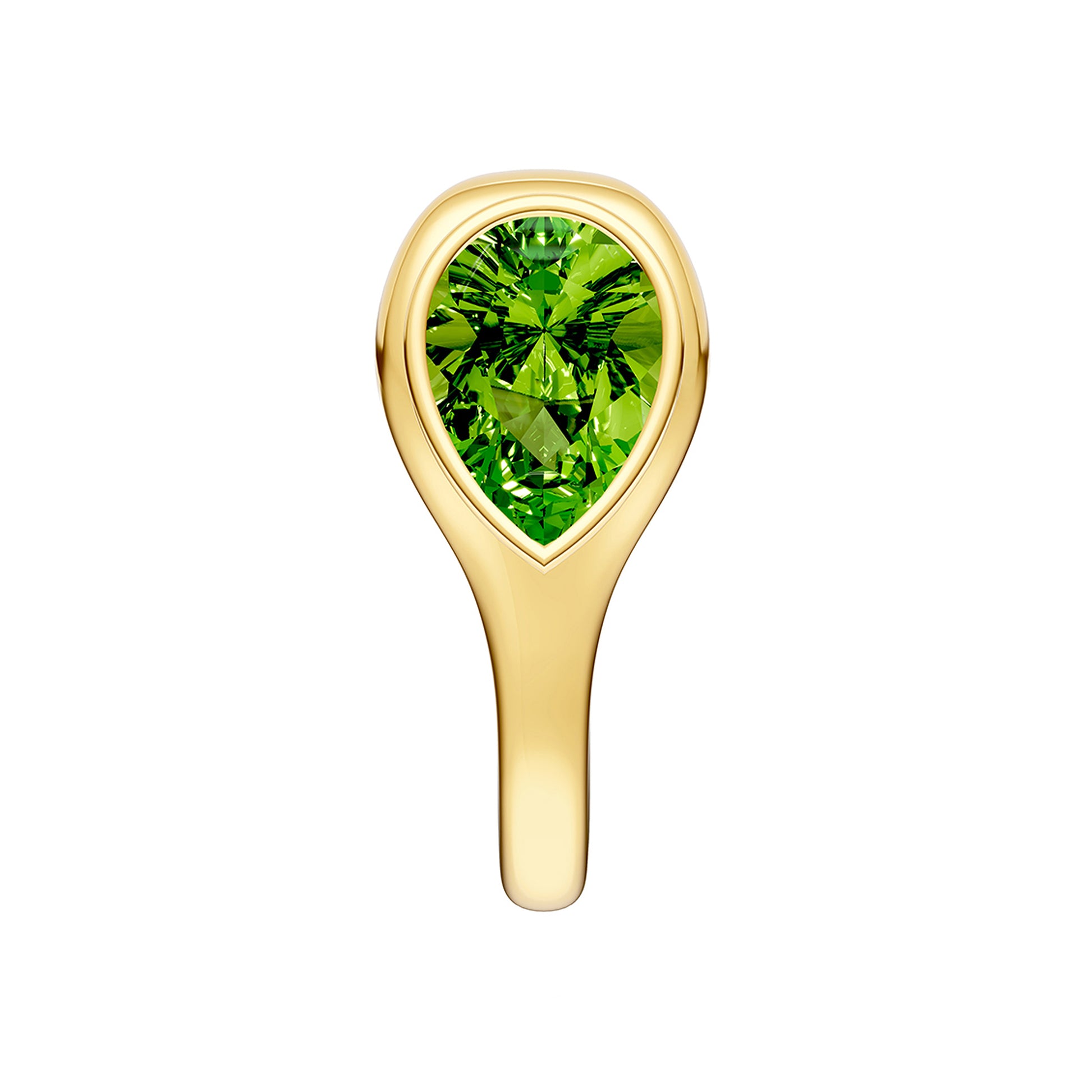 Pear Peridot Bezel Stud Earrings